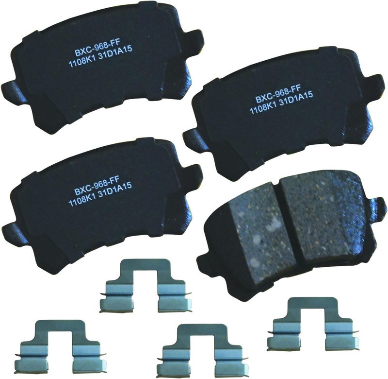 Bendix Premium SBC1108K1 Ceramic Rear Brake Pads for A3,Quattro,A4,A6,Q3,S3,TT,RS TTS Seat Altea,XL,Freetrack,Ibiza,Leon,Bora,CC,Eos,Golf,City,R,GTI,Jetta,Passat,R32,Rabbit,Tiguan,Limited - Image 1